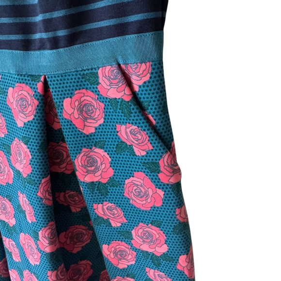 Matilda Jane Women's Peyton Fit Flare Dress Stripe Floral Rose Pockets Retro - Picture 12 of 16